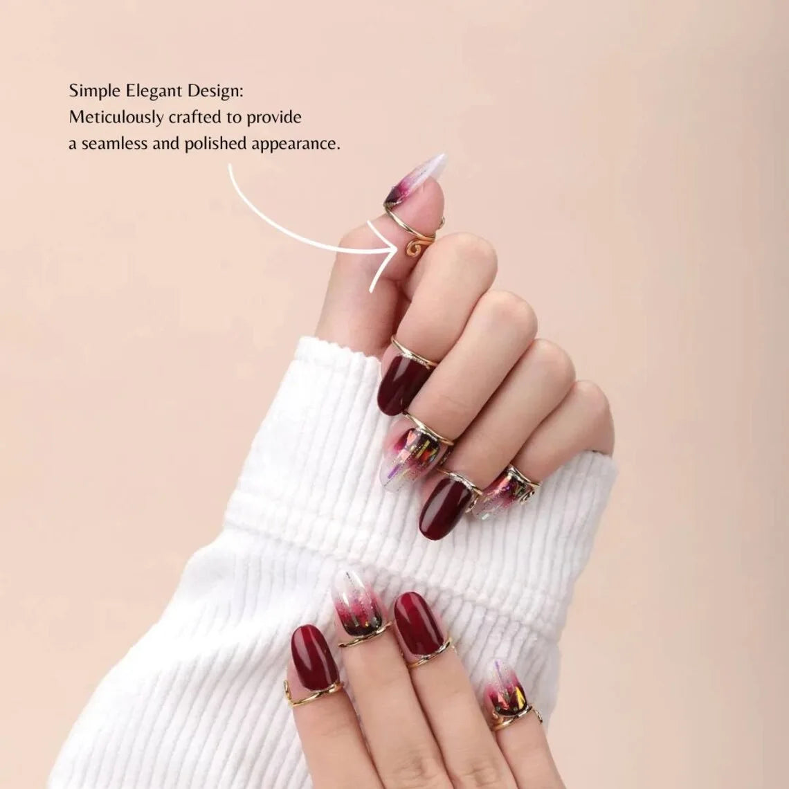 10 Pieces Sets Thin Nail Rings for Women Daily Fingertip Protective Cover Trendy Ring Jewelry Gift to Girlfriend Manicure